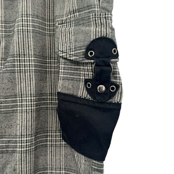 Vintage Japanese Tete Homme Plaid Cargo Pants Wool Blend Gray Black | 30" x 32" - Picture 5 of 10